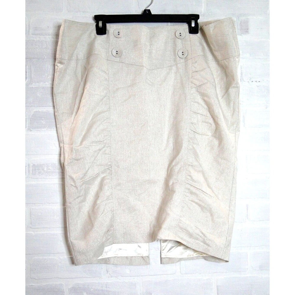 Torrid Women's Pearl White Ruched Pencil Skirt Linen Blend - Size 20 S30492-02